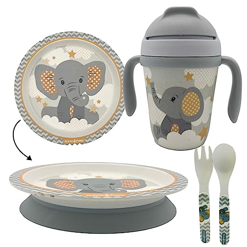 Primo Passi Kids Bamboo Set Suction Plate & Cup (Little Elephant)