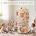 Stuffed Animal Storage, Extra Large Stuffed Animal Organizer with Wheels, Wooden Tall Animal Zoo Display Tower, Plushies Toy Holder with Lights and Pockets for Nursery, Playroom, Bedroom