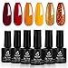 Beetles Gel Nail Polish Set, Red Orange Glitter Gel Polish Kit Soak Off UV Led Lamp Required Nail Gel Polish Kit Nail Art Gift Box