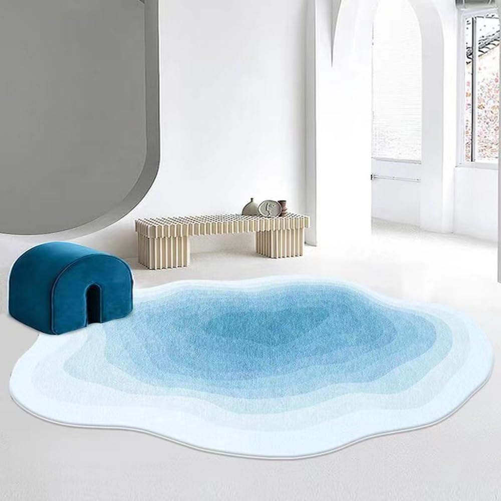 Tapis antidérapant et lavable bleu turquoise pour éviter les glissades en chambre