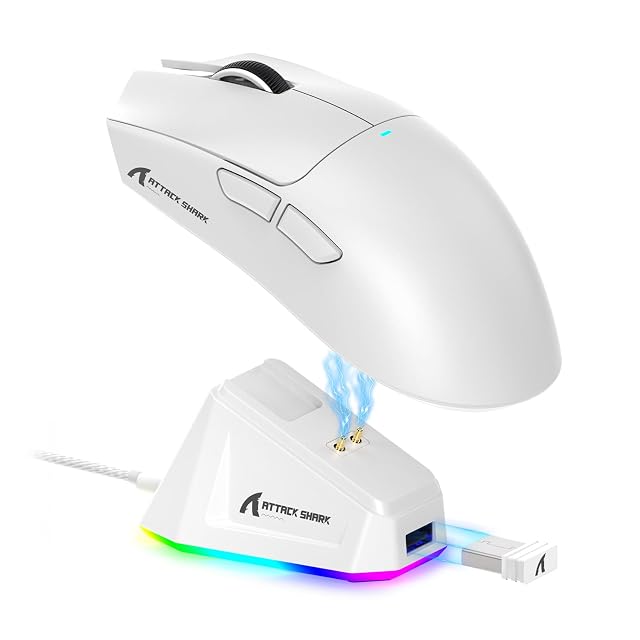 ATTACK SHARK X11 Lightweight Wireless Gaming Mouse with RGB Charging Dock Tri-Mode-2 4G USB-C Wired BT 22K DPI