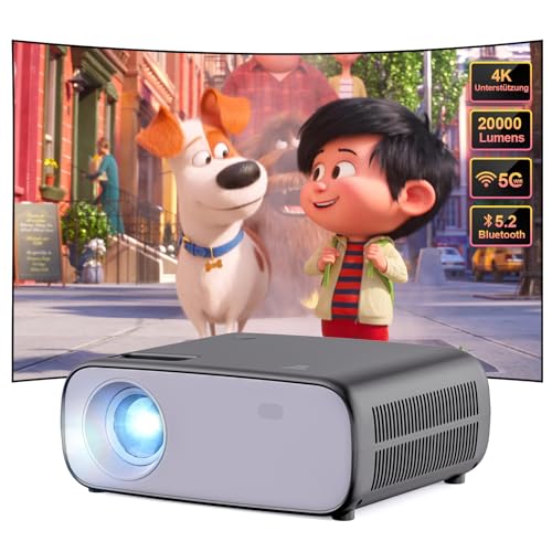 Proyector Mini portátil WiFi & Bluetooth 5.2 - Full HD 1080P (compatible con 4K) - Proyector HD para películas, juegos y televisores - Compatible con PS5, smartphones y PC (Gris)