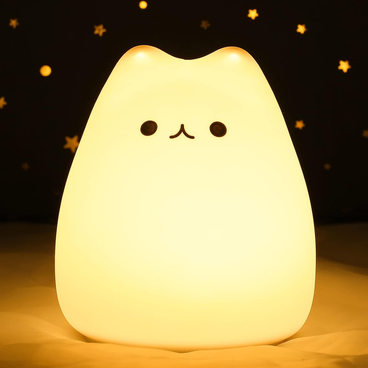 Luz nocturna para niños, linda lámpara de noche alimentada por batería, luz nocturna para habitación de niños, luces nocturnas portátiles suaves, regalo de cumpleaños para niñas y niños (cat)
