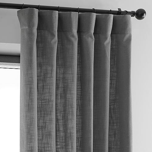 Image of HPD Half Price Drapes Heavy Faux Linen Light Filtering Curtains for Bedroom 84 Inches Long (1 Panel) - Rod Pocket Curtains for Living Room - Window Curtains Home Decor - 50 X 84, Pewter Grey