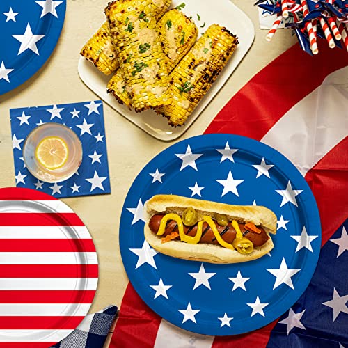 American-Flag-Patriotic-Party-Supplies-Disposable-dinner-paper-plates-dessert-paper-plates-Napkins-and-Cocktail-napkins-for-Veterans-Day-Election-Day-4th-of-July-Independence-Day-Decorations-Serve-50 American Flag Patriotic Party Supplies Disposable dinner paper plates dessert paper plates Napkins and Cocktail napkins for Veterans Day Election Day 4th of July Independence Day Decorations Serve 50