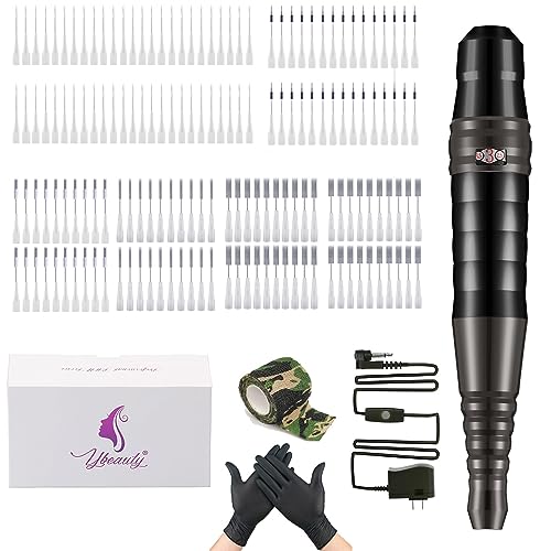 Permanent Tattoo Machine Kit -6 Speed Tattoo Machine Pen Micropigmentation Eyebrow Microblading Tattoo Gun Kit with 160PCS Needles Microblading Supplies for Eyebrow Shading Eyeliner Lip (Black)