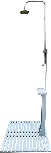Miniatura 2 de TURRIDU Ducha al aire libre, estación de ducha portátil para piscina con tablero de chasis y estante de almacenamiento, presión ajustable, kit de
