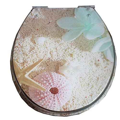 Toilettensitz, bunter Muschel-Toilettendeckel mit verlangsamtem Harnstoff-Formaldehyd-Harz, extrem widerstandsfähige Oberseite, feste U/V/O-Form, kompatibler Toilettensitzbezug, farbige Musc