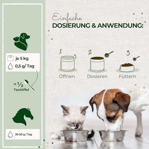 LaPura Bierhefe Pulver für Hunde, Katzen & Pferde - mit Omega 3 & 6, Biotin, Zink, Vitaminen, 100% rein ohne Zusatzstoffe, Barf Ergänzung, 250 g