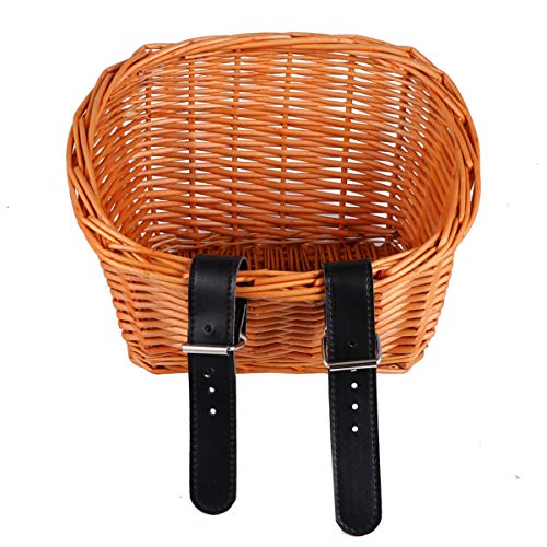 CLISPEED Crianças Guiador Dianteiro Cesta de Bicicleta Guiador Dianteiro Cesta de Vime Bicicleta Tir
