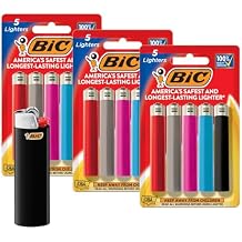 BIC Maxi Pocket Lighters, Long-Lasting Flame and Colorful Designs, Classic Collection, 15-Pack Colors May Vary