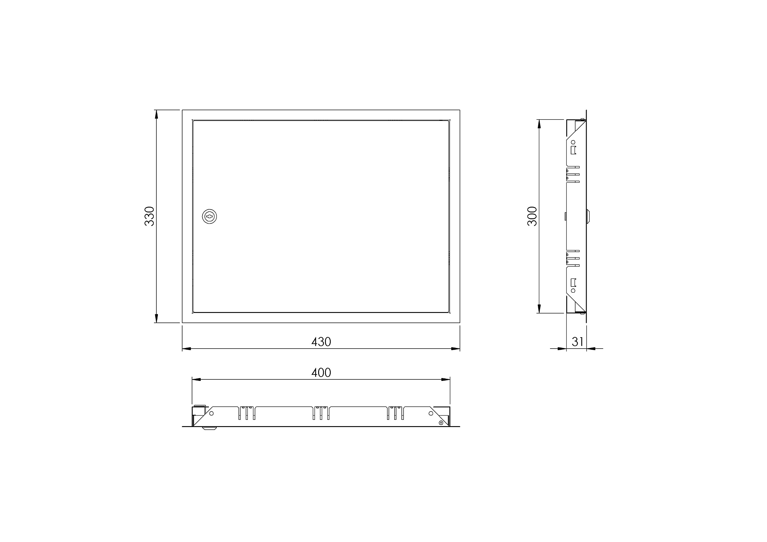 Steinberg14 Sportello di ispezione bianco 40 x 30 cm con serratura – acciaio zincato – chiudibile – porta di ispezione – vano di manutenzione 400 x 300 mm