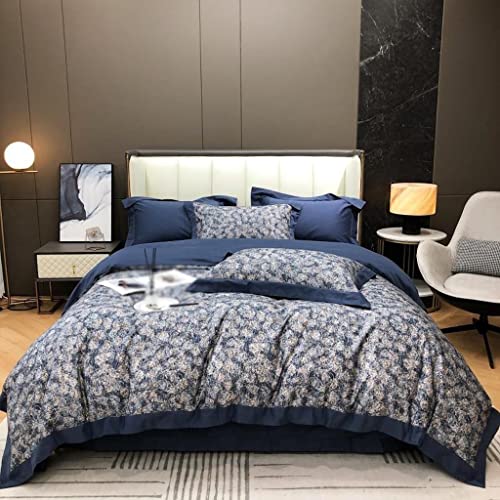 Parure de lit vintage en coton gratté avec housse de couette imprimée et 2 taies 4 pièces