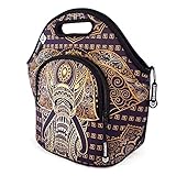 LunchFox Boho Style Elephant Print Neoprene Lunch Bag/Tote - The Tujunga