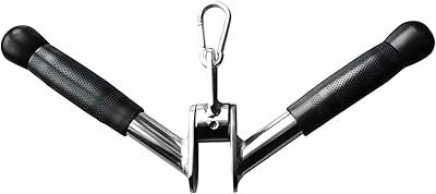 V-bar Tricep Press Down Bar - Pulley Cable Machine Attachment Rotating Bar for Home Gym Strength Training Handle with Rubber Handgrips - LAT Pull Down Machine LAT Pulldown Attachments