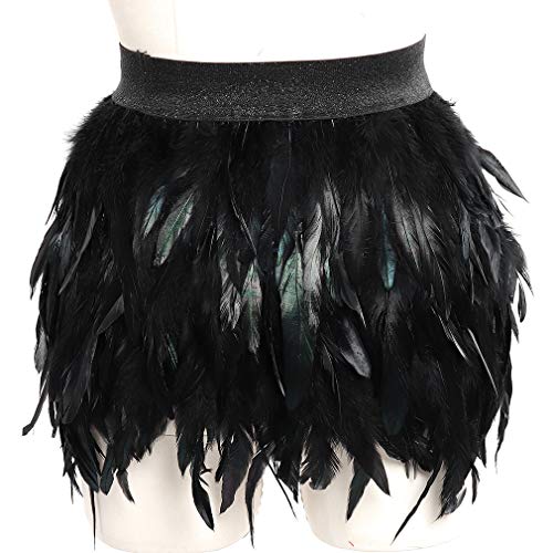 Donne Piuma Mini Gonna Elastico Vita Partito