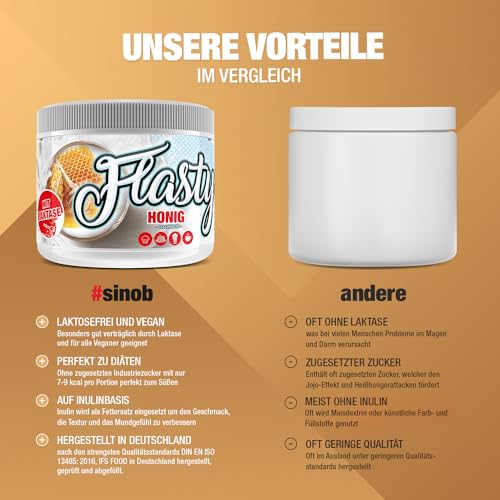 Flasty Geschmackspulver (Honig) 1 x 250g Kalorienarmes Flavour Pulver mit Nur ca. 9 kcal pro Portion bringt es Leben in deinen Quark, Joghurt und vielem mehr.