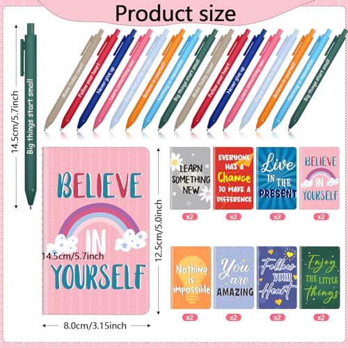 Stylos avec citation de motivation Funrous et mini carnets de notes pour école et bureau - 3