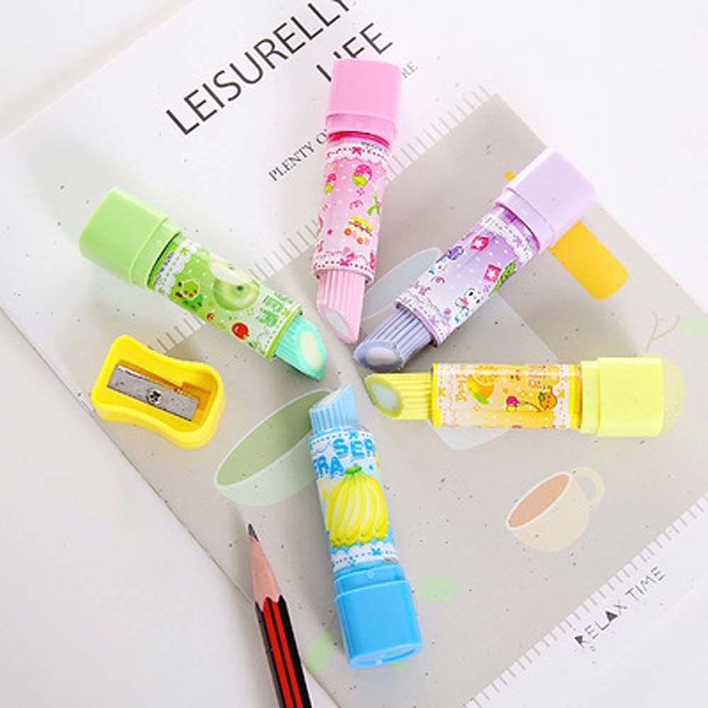 1 borrador giratorio de goma para pintalabios Kawaii para estudiantes