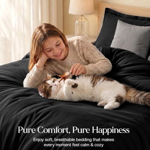 Image of Utopia Bedding 3 Pc Queen Comforter Set, All Season Bedding, Black