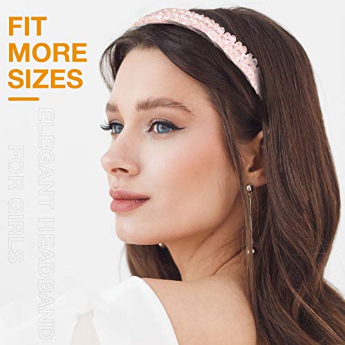 6 Pieces Padded Rhinestone Headband 4 Rows Crystal Diamond Velvet Hair Band Glitter Double Rows Beaded Hair Hoops Hair Accessories For Women Girls #TOP5