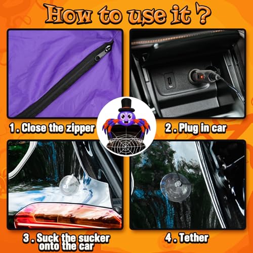 Halloween Trunk or Treat Car Decorations Kit Inflatable Spider with LEDs - image 7