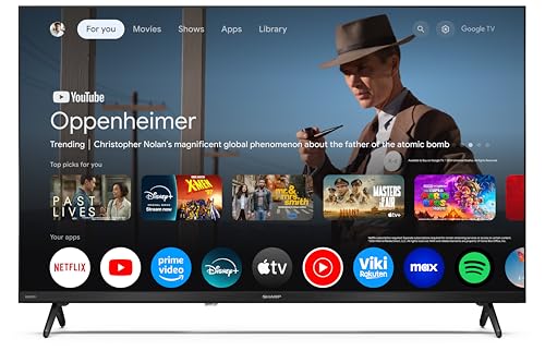 Sharp 32HF3365E - GOOGLE TV, 32' HD, FRAMELESS,60Hz, QLED, Google Assistant con microfono, Audio 2x8W, Chromecast, Bluetooth, HDMI x3, USB x2, Colore nero