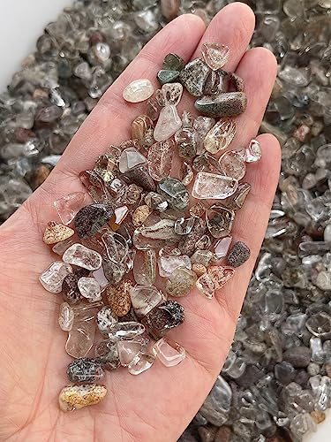 Image of GAF TREASURES 2 oz Lot Natural Semi Tumbled Gemstone Chips, Crushed Mini Crystals, Undrilled Crystal Chips (Rutilated Quartz Mixed)