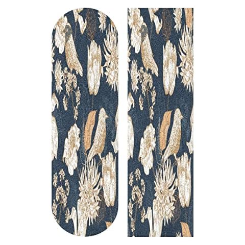 Cinta de agarre para monopatín GuoChe Flowers and Birds Blue Vintage Cover