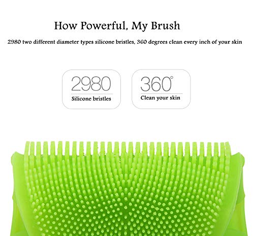 INNERNEED Soft Silicone Body Brush Body Wash Bath Shower Scrubber Exfoliating Glove Skin Care SPA Massage Tool, for Sensitive and All Kinds of Skin (Green) - Thumbnail 6