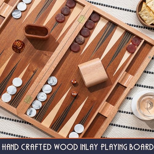 Set de Backgammon de madera de 17 pulgadas miniatura 4