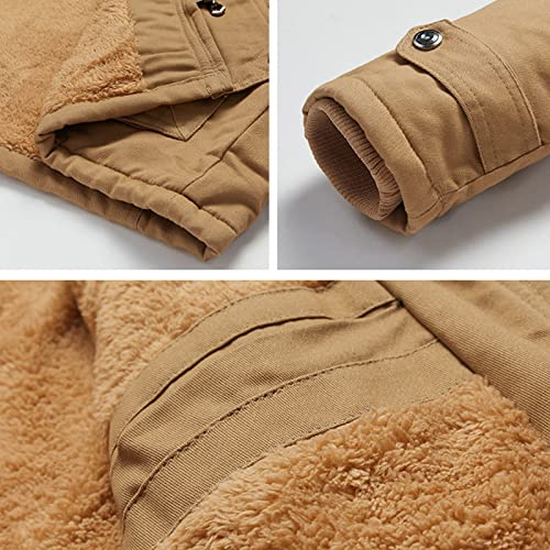 Manteaux isolés pour homme coton chaud hiver veste zippée kaki - 5