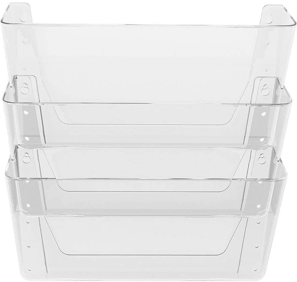 Deflecto pack of 12 EZ Link stackable A4 Landscape wall Pockets Crystal.