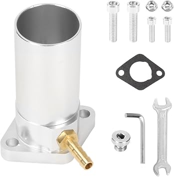 Intake Pipe CNC Inlet Manifold for VM24 PWK24 Carburetor 212cc 196cc 6.5hp Engine for CT200U CT200U-EX BT200X KT196 GX160 GX200 MB165 MB200 Mini Bike Go Kart Silver