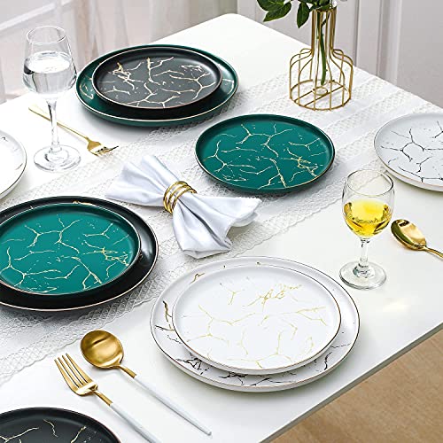 Sanyannis Ceramic Dinner Plates Set For 4,8 Inch Nordic Style Marble Gold Inlay Dinner Plates, Microwave、Oven And Dishwasher Safe -4 Pack #TOP7