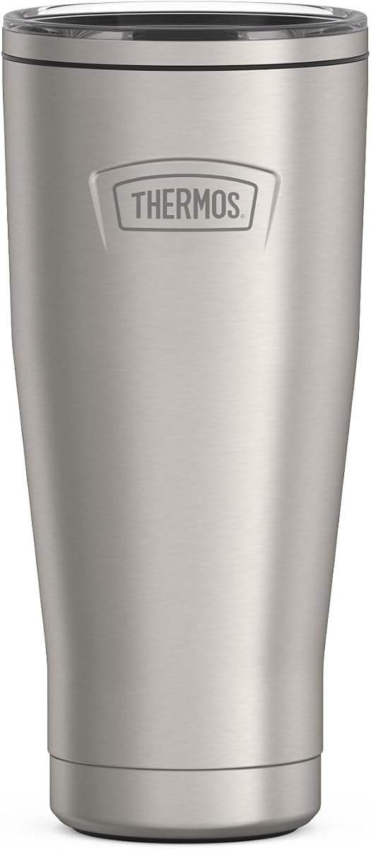 THERMOS ICON SERIES, Vaso de acero inoxidable con cierre deslizante, 18 onzas, acero inoxidable mate