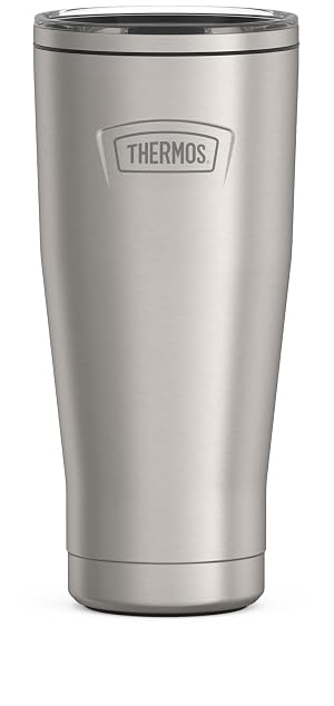 THERMOS ICON SERIES Stainless Steel Tumbler with Slide Lock 18 Ounce Matte Stainless Steel