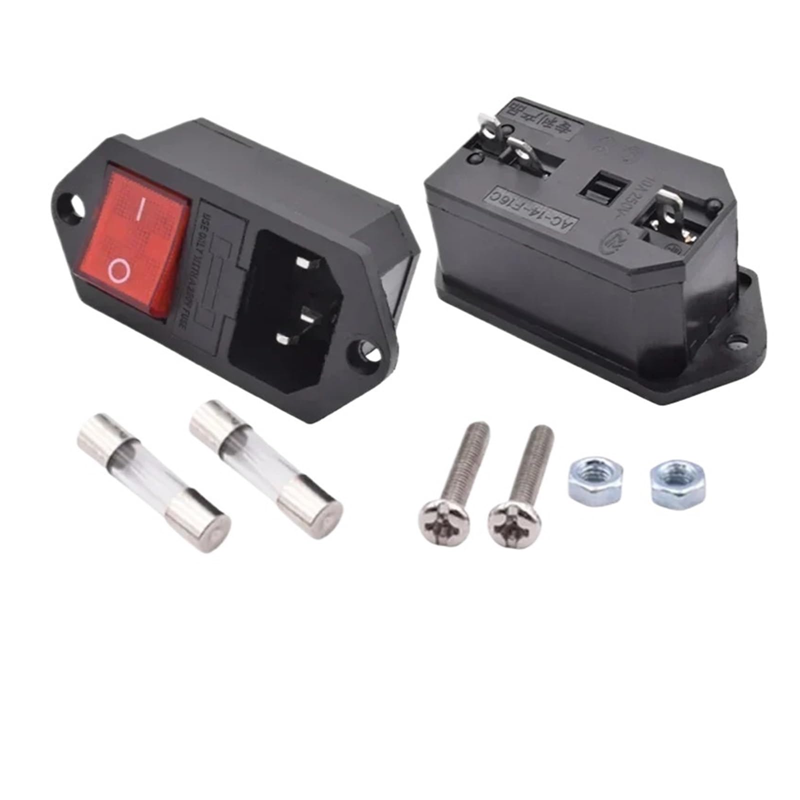 Toma De Corriente CA En Forma Barco Con Interruptor ON-OFF - Conector Basculante 3 Pines Lámpara Roja Y Fusible 10 A (5/20 Piezas)