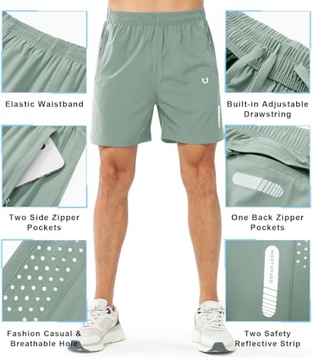NORTHYARD Men's Athletic Running Shorts Quick Dry Workout Shorts 7"/ 5"/ 9" Lightweight Sports Gym Basketball Shorts Hiking Exercise LODENFROST-5inch XL - 2