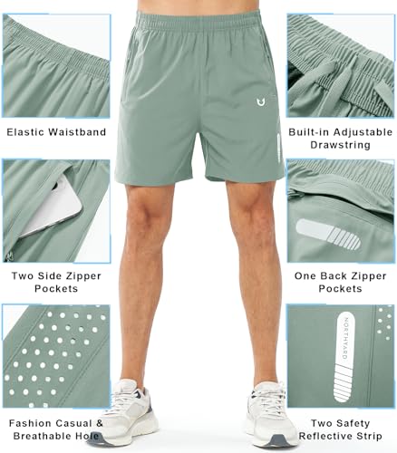 NORTHYARD Men's Athletic Running Shorts Gym Workout Shorts 7"/ 9"/ 5" Quick Dry Lightweight Sports Basketball Exercise Tennis Exercise LODENFROST-5inch L - Image 3
