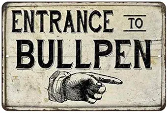 Entrance to Bullpen Sign Vintage Baseball Decor Signs Wall Decorations Room Art Tin Plaque Gift 8 x 12 High Gloss Metal 208120020153