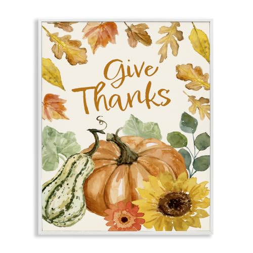 Harvest Gourds Leaves Autumn Border, 24 x 30 Inch Framed Giclée Print