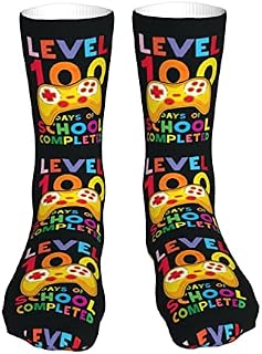 Compression Socks 100 Days Of School Level Completed Gamer Calf Socks Non Slip Crew Socks Breathable Sports Socks For Trekking Hiking Walking 40cm