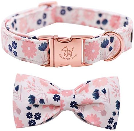 Elegant little tail Dog Collar with Bow, Soft&Comfy Bowtie Dog Collar, Adjustable Pet Gift Collars for Small Medium Large Dogs