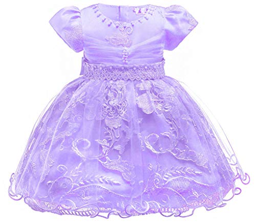 Toddler Baby Girls Beaded Christing Pageant Birthday Party Baptismal Dress,Lilac,12M