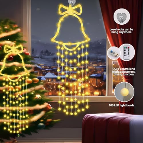 Luces de campana LED para decoración de ventanas en Navidad 3