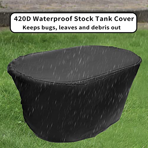 Stock Tank Cover For 100 Gallon, Oval Water Tank Cover, Made Of 420D Waterproof And Tear-Resistant Oxford, Keep Your Stock Tank And Pool Clean, Outdoor Homemade Pool/Hot Tub/Bathtub Pet Cleaning #TOP2