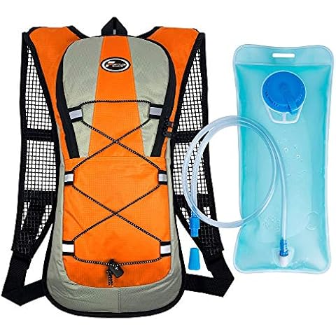 Fortitude Sports Hydration Backpack Vest With 2L Bladder | Hydration Pack Running Backpack With Water Bladder | Running Hydration Vest Women Men For Cycling, Hiking, Camping (Orange) Cover