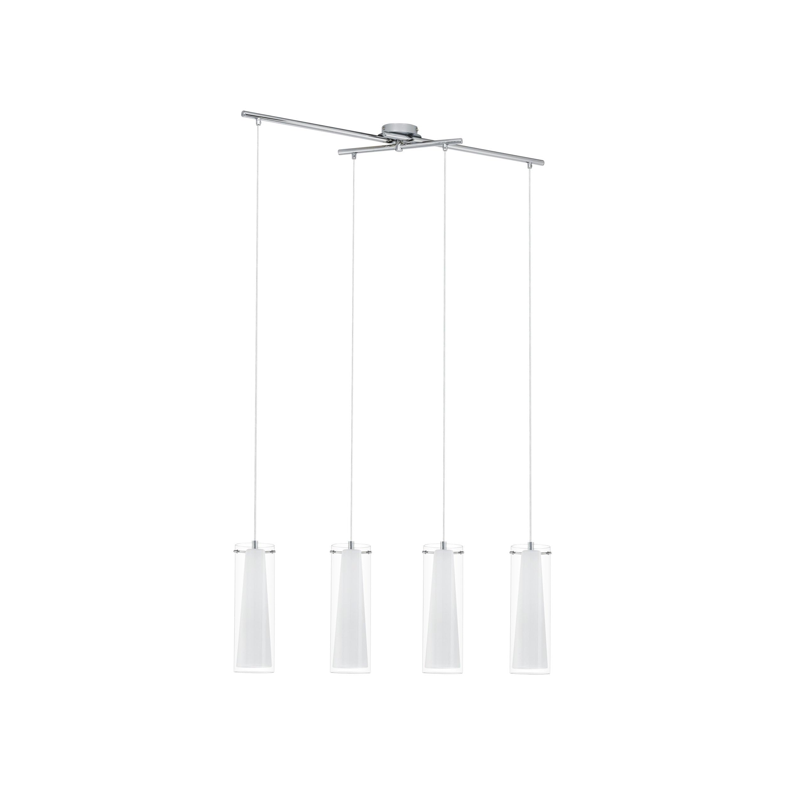 EGLO Lámpara colgante Pinto, 4 luces, material: acero, color: cromo | vidrio: transparente, opal mate, blanco, casquillo: E27