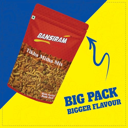 Image of Bansiram Namkeen | Tikha Mitha Mix | Sweet and Spicy Mixture | All time favourite Indian Namkeen | Flavorful Snacks for Crunchy & Delightful Bites - 400gm